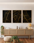Golden Flow Panels - Set of 3