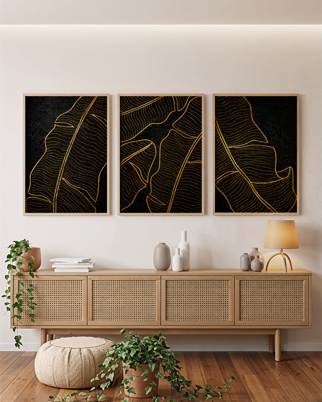 Golden Flow Panels - Set of 3